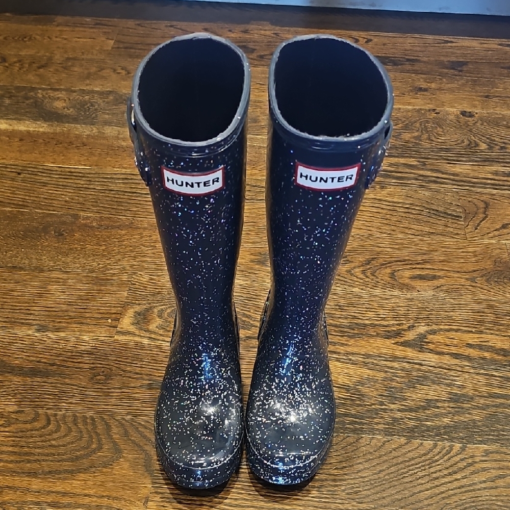 Hunter Sparkle Navy Rain Boots